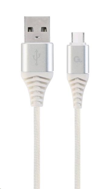 Kabel CABLEXPERT CC-USB2B-AMCM-1M-BW2 USB 2.0 AM na Type-C kabel (AM/CM), 1m, opletený, bílo-strříbrný, blister, PREMIUM QUALITY