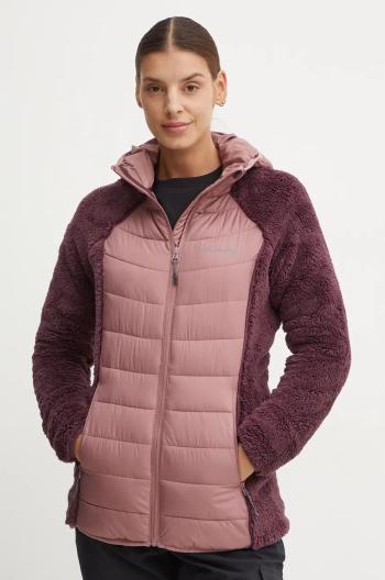 Sportovní bunda Columbia Powder Lite Sherpa Hybrid růžová barva, 2089521