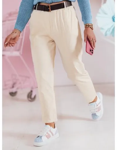 Dámské kalhoty s páskem SOFELIA světle žluté