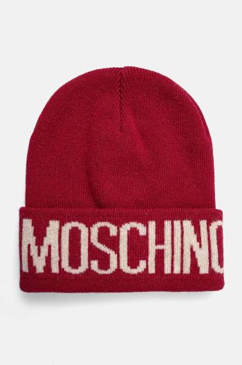 Čepice z vlněné směsi Moschino červená barva, z husté pleteniny, M5672 60102