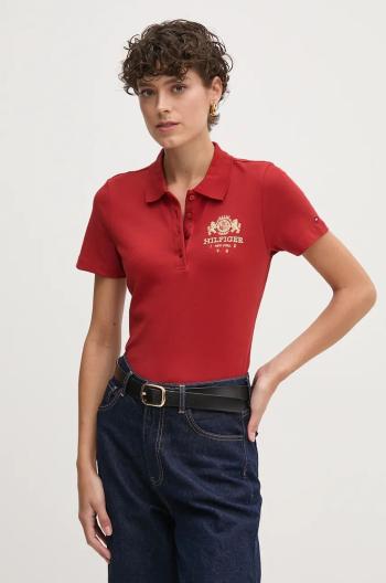 Polo tričko Tommy Hilfiger vínová barva, WW0WW43609