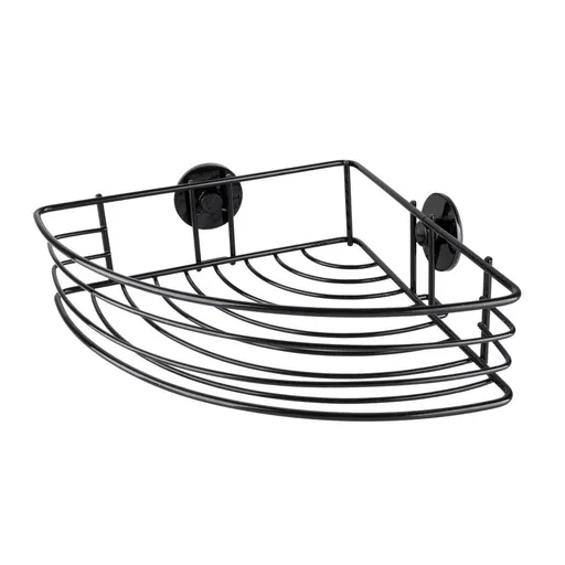 OLSEN SPA Rohová drátěná polička na nalepení 3M, černá barva KD02081664