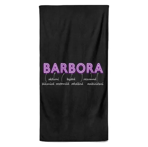 Osuška Ženská jména – NEON (Jméno: Barbora, Velikost osušky: 70x140cm)
