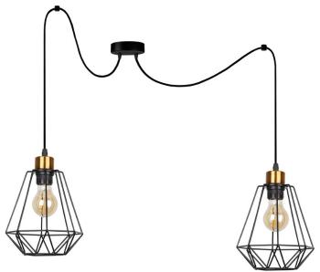 Candellux Černo-zlatý závěsný decentrální lustr Primo pro žárovku 2x E27 32-00286