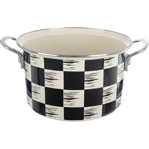 Hrnec smalt ŠACHOVNICE Lem 4 l, pr. 22 cm