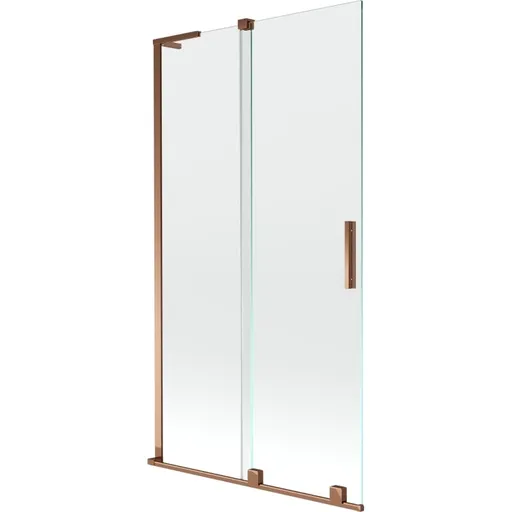 MEXEN/S Velar L dvoukřídlá posuvná vanová zástěna 100 x 150, transparent, růžové zlato 896-100-003-01-60