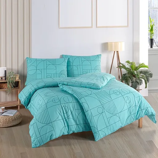 BedTex Bavlněné povlečení Geo Aquatic Awetyrkysová, 140 x 200 cm, 70 x 90 cm, 140 x 200 cm, 70 x 90 cm