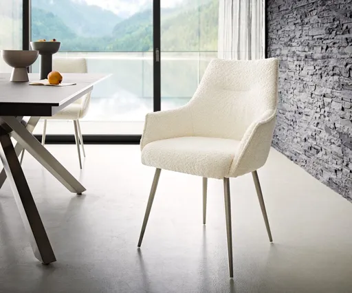 Jídelní židle Alja-Flex zúžená podnož nerezová ocel bouclé