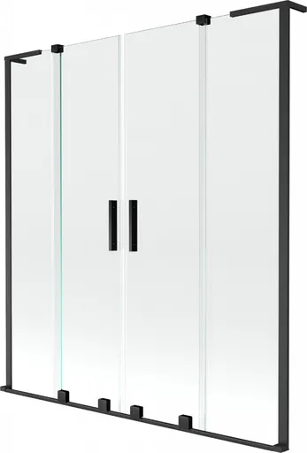 MEXEN/S Velar L Duo dvoukřídlá posuvná vanová zástěna 140 x 150, transparent, černá 896-140-003-02-70