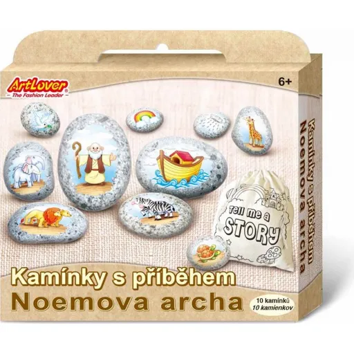 Malování na oblázky s příběhem Noemova archa  kreativní sada  v krabičce
