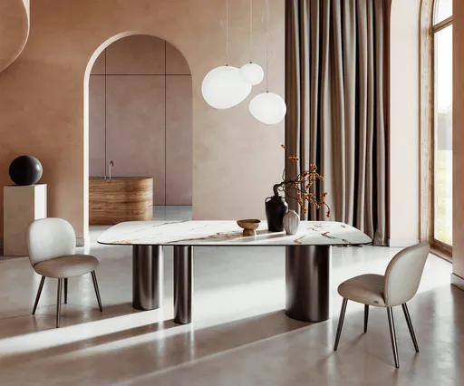 Jídelní stůl Edge Boot 240x120 keramický Calacatta Luxe bílo