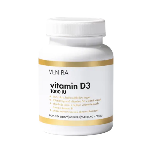 Venira Vitamin D3 1000 IU 80 kapslí