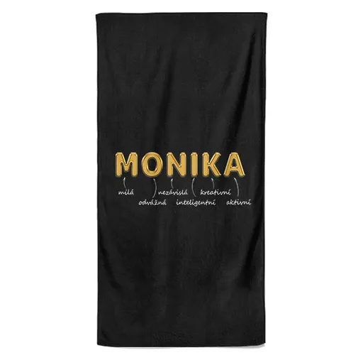 Osuška Ženská jména – GOLD (Jméno: Monika, Velikost osušky: 70x140cm)