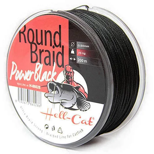 Hell-Cat Splétaná šňůra Round Braid Power Black 200m,Hell-Cat Splétaná šňůra Round Braid Power Black 200m