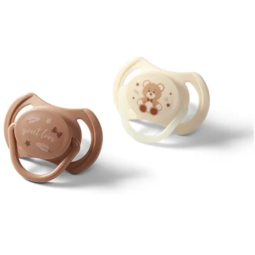 BabyOno Take Care Symmetrical Silicone Soothers dudlík Day & Night 0-6m 2 ks