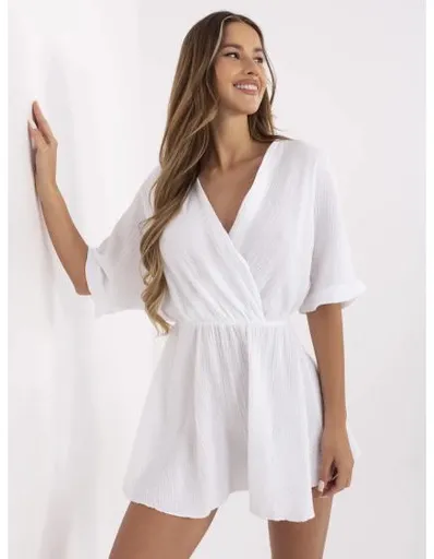 Mušelínové šaty s krátkými rukávy bílé