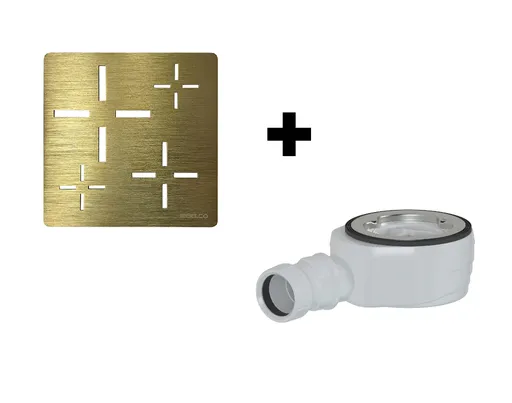 GELCO SET Čtvercová krytka sifonu zlatá KSM107G + sifon SN90 KSM107G-SN90