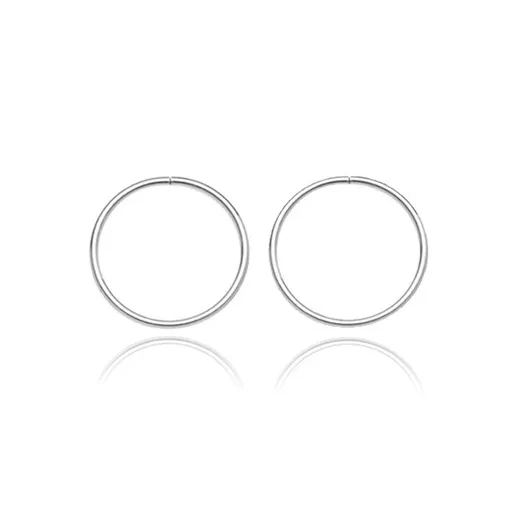 Náušnice ze stříbra 925 - úzké lesklé kruhy, 14 mm