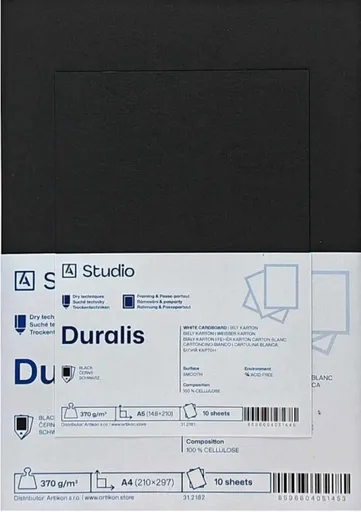 Černý karton Duralis 370g A5, 10 listů