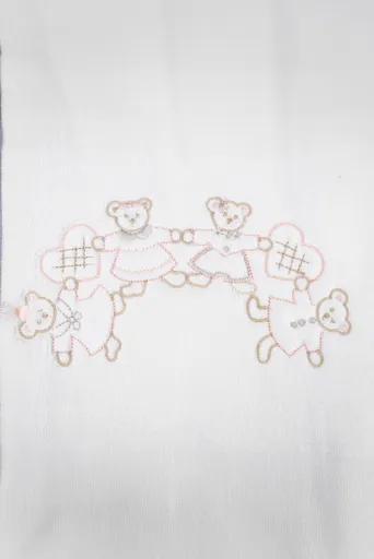 Dětská dárková sada ručník a osuška FAMILY, 2 ks Smetanová / Růžová výšivka Sada (ručník 50x90cm, osuška 70x130cm)