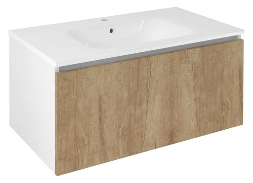 Sapho LOREA umyvadlová skříňka 90x44x51,2cm, 1x zásuvka, dub alabama/bílá mat
