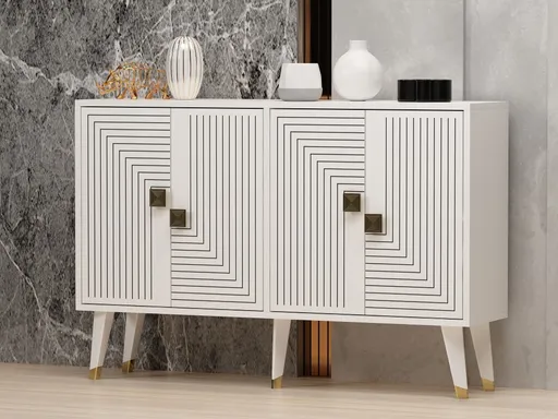 Konzolový stolek Ahart - White, Gold