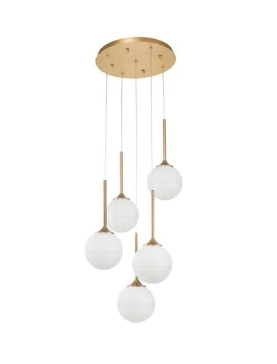 NOVA LUCE závěsné svítidlo CANTONA bílé opálové sklo mosaz zlatá G9 5x5W 230V IP20 bez žárovky 9960614