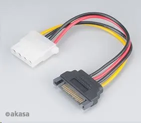 AKASA kabel SATA redukce napájení na 4pin Molex, 15cm, 2ks v balení