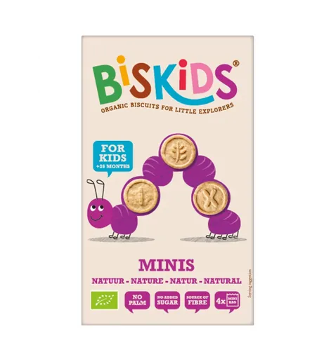 Biskids BIO dětské celozrnné mini sušenky Natural 120 g