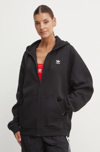 Mikina adidas Originals dámská, černá barva, s kapucí, hladká, IY9621