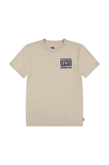 Dětské bavlněné tričko Levi's CACTUS OUT WEST TEE béžová barva, s potiskem, 9EL458