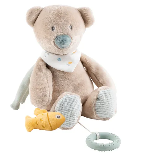 Nattou Medvídek plyšový hudební Jules s kousátkem silikon 30 cm Romeo, Jules & Sally