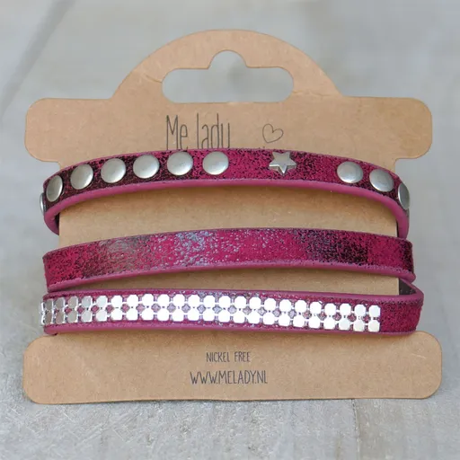 Vínový náramek s kamínky a cvočky - Ø 5-6 cm Clayre & Eef