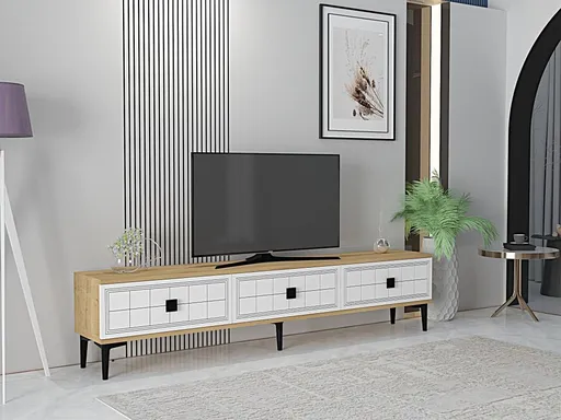 TV stolek Yuka 180 - Sapphire Oak, White