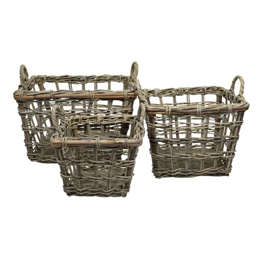 Sada 3ks ratanový koš čtvercový šedá patina - 50*50*35cm TCMV3