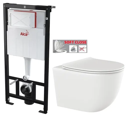 ALCA Sádromodul předstěnový instalační systém bez tlačítka + WC INVENA TINOS  + SEDÁTKO AM101/1120 X NO1