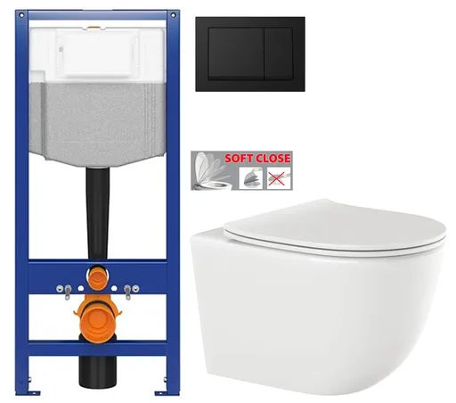 CERSANIT předstěnový instalační systém s černým tlačítkem K97-0574 + WC INVENA TINOS  + SEDÁTKO K97-526 0574 NO1