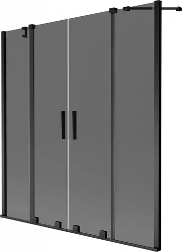 MEXEN/S Velar Duo dvoukřídlá posuvná vanová zástěna 160 x 150, grafit, černá 896-160-000-42-70