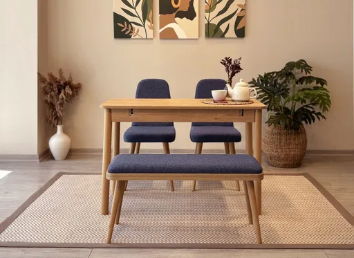 Jídelní set s rozkládacím stolem a židlemi (4 kusy) Vina Mini 01 1048 - Oak, Dark Blue