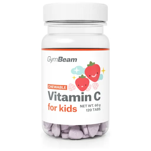 GymBeam ŽVÝKACÍ VITAMIN C - 120 TAB - JAHODA Vitamíny pro děti, , velikost