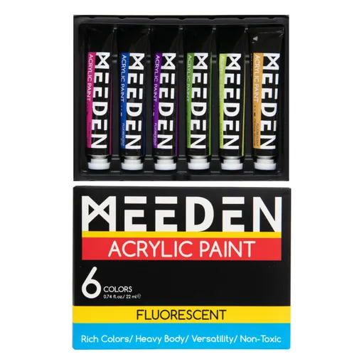 Sada akrylových barev Meeden 6x22ml fluorescentní odstíny