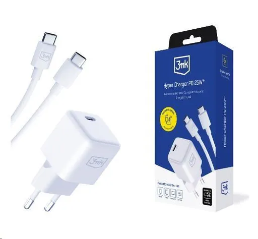 3mk síťová nabíječka Hyper Charger PD 25W + kabel USB-C