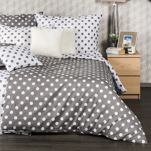 4Home Bavlněné povlečení Šedý puntík, 220 x 200 cm, 2 ks 70 x 90 cm, 220 x 200 cm, 2 ks 70 x 90 cm