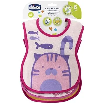 Chicco bryndák bavlněný nepromokavý, 3 ks - dívka (8058664086764)