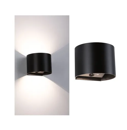 PAULMANN LED nabíjecí nástěnné svítidlo Nyora IP44 3000K 135x120mm 2x1W černá