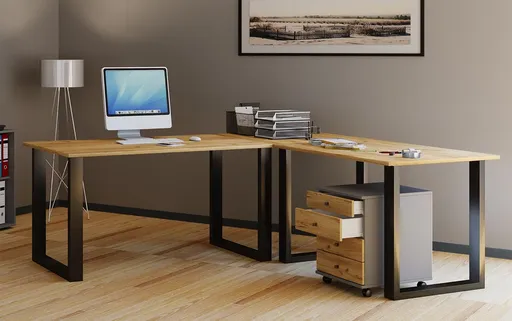 VCM Rohový stůl Lona 190x160x50 U-nohy, dub medový