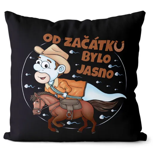 Polštář Koňařská spermie – muž (Velikost: 40 x 40 cm)