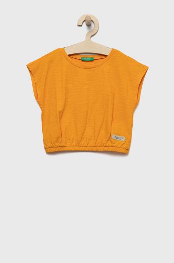 Dětské bavlněné tričko United Colors of Benetton oranžová barva