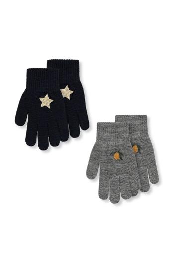 Dětské rukavice s příměsí vlny Konges Sløjd 2 PACK GLOVES černá barva, KS101871