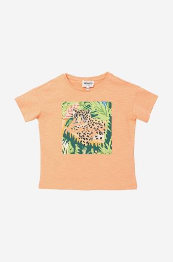 Dětské bavlněné tričko Kenzo Kids Short Sleeves Tee-Shirt oranžová barva